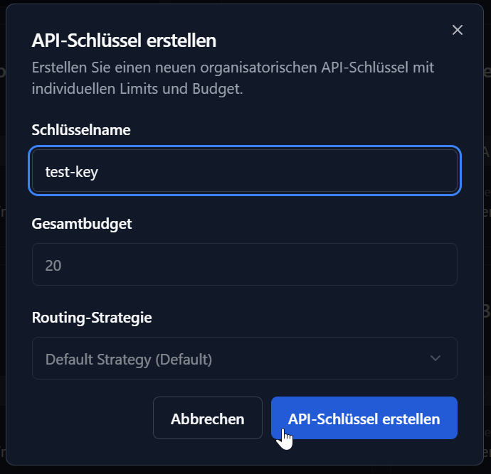 Api Key Erstellung