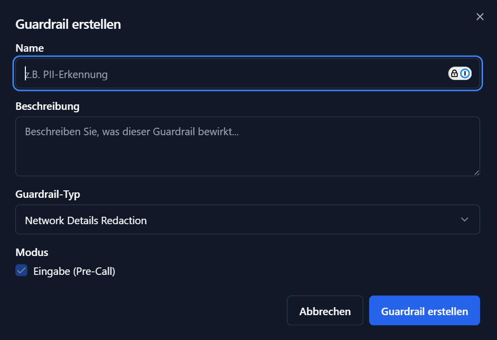 Dialog Guardrail erstellen