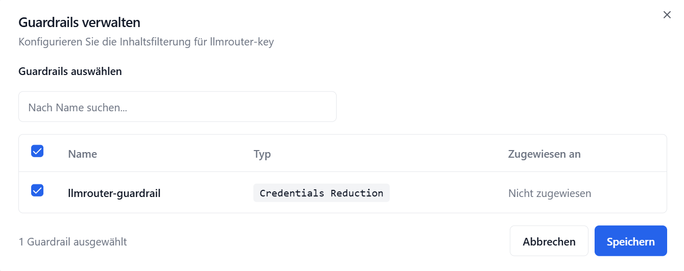 Guardrails API-Schlüssel zuweisen